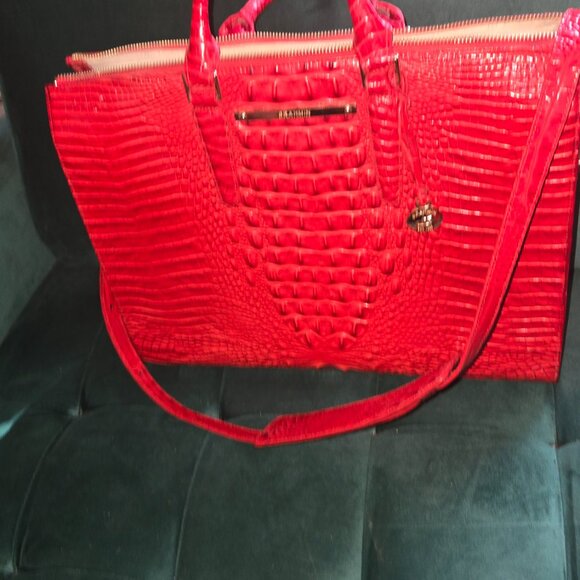 LARGE SCARLTE RED BRAHMIN BUISNESS TOTE BAG - Picture 11 of 17